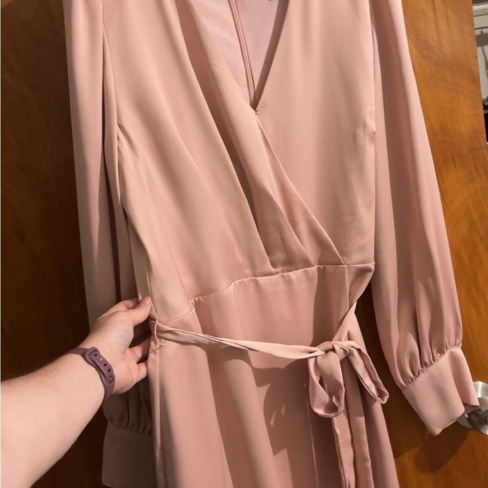 Adelyn Rae Pink Long Sleeve Wrap Dress